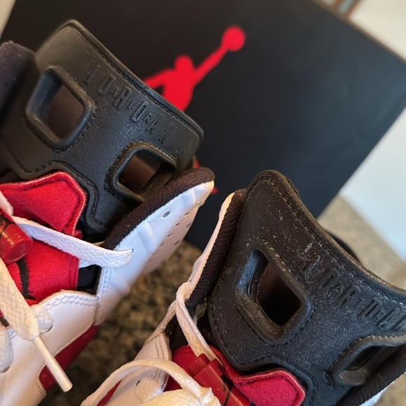 Air Jordan retro 6 Carmine Red and White Sneakers EUC 10.5 - Picture 12 of 17